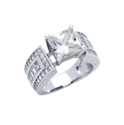 .925 Sterling Silver 8mm Prong Setting Cz Ring, <b>size: 7</b>