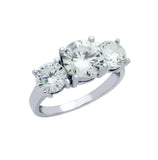 .925 Sterling Silver 3 Stone Solitaire Cz Ring, <b>size: 6</b>