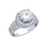 .925 Sterling Silver Round Cz Prong Ring, <b>size: 6</b>