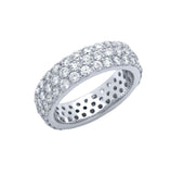 .925 Sterling Silver 3 Row Round Cz Band Ring, <b>size: 6</b>