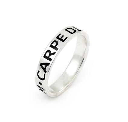 .925 Sterling Silver Inspirational Band 4mm Carpe Diem (size 4-8), <b>size: 7</b>