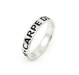 .925 Sterling Silver Inspirational Band 4mm Carpe Diem (size 9-11), <b>size: 9</b>