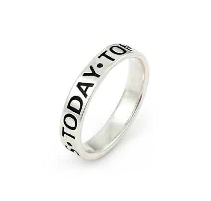 .925 Sterling Silver Inspirational Band 4mm Today Tomorrow Always, <b>size: 7</b>