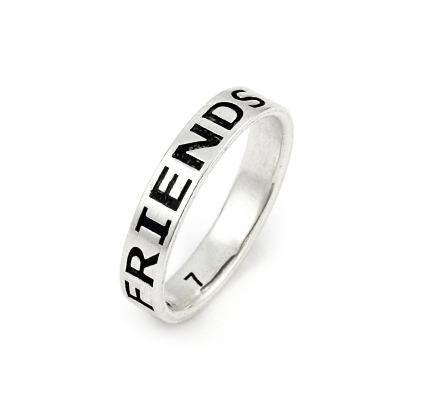 .925 Sterling Silver Inspirational Band 4mm Friends Forever, <b>size: 7</b>