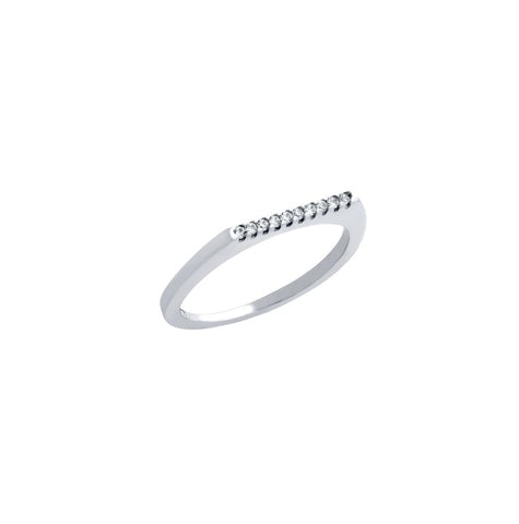 .925 Sterling Silver Rhodium Plated Single Row Cz Knuckle Ring, <b>size: 4</b>