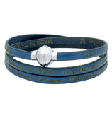 .925 Sterling Silver Dark Blue "i Love You" Leather Wrap Bracelet Engraved In 23 Languages, <b>size: Dkb</b>