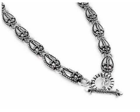 .925 Sterling Silver Twisted Blade Silver 11mm Large Oval Dagger Link Necklace, <b>size: 24</b>