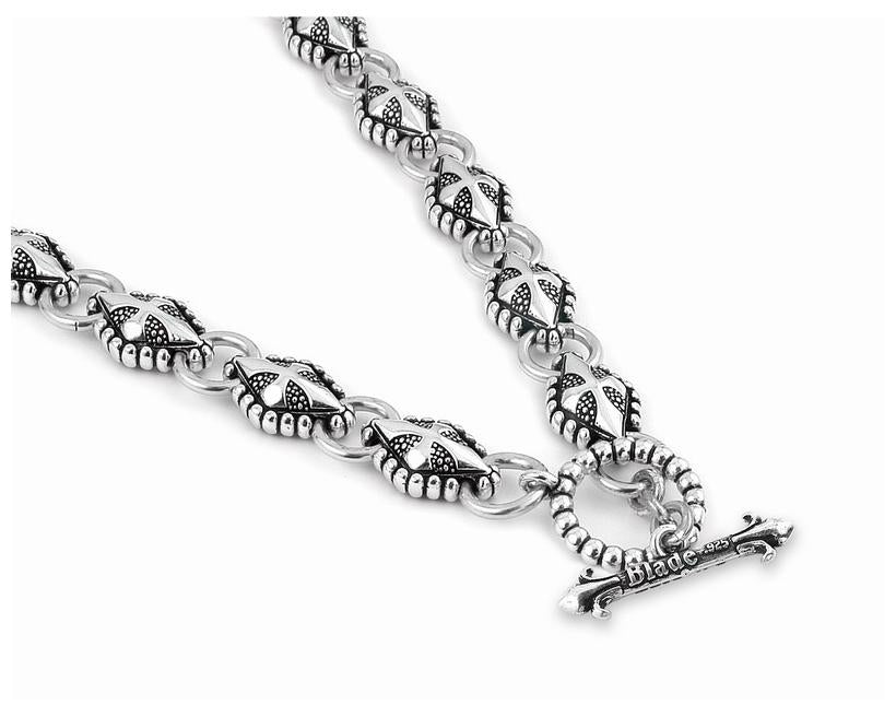 .925 Sterling Silver Twisted Blade Silver Diamond Link Necklace, <b>size: 26</b>