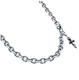 .925 Sterling Silver Twisted Blade Silver Beaded Necklace With Dangling Dagger Charm, <b>size: 20</b>