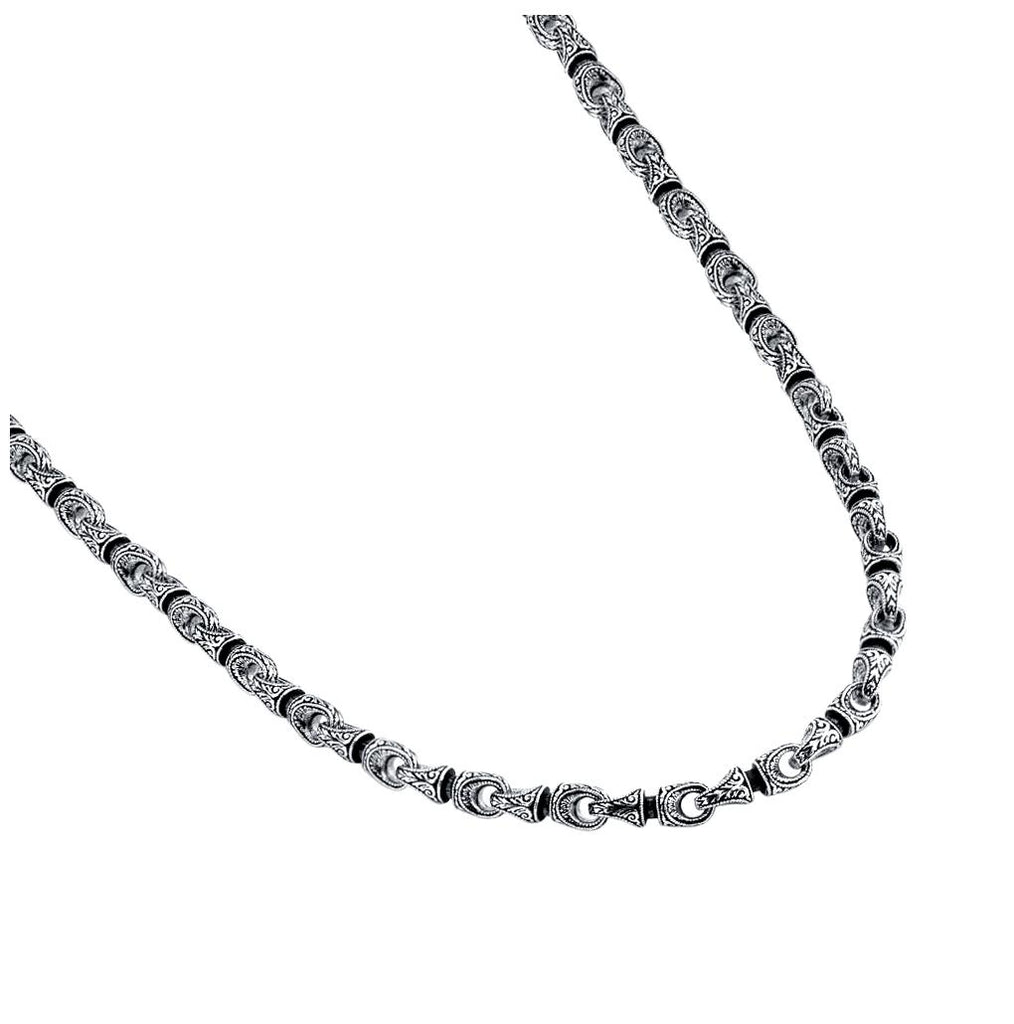 .925 Sterling Silver Twisted Blade Silver Necklace With Intricate Engraved Couplings, <b>size: 22</b>