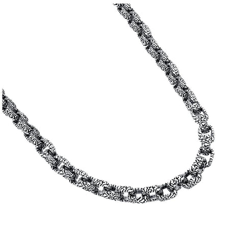 .925 Sterling Silver Twisted Blade Silver Square Zebra Link Necklace, <b>size: 22</b>