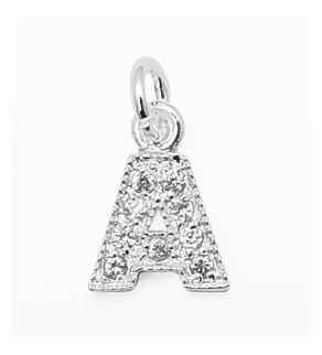 .925 Sterling Silver Cz Initial Pendant A-z, Initial Letter A