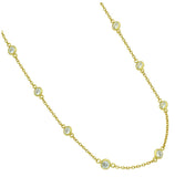 .925 Sterling Silver Gold Plated 4mm Bezel Cz By The Yard Necklace 60"