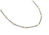 .925 Sterling Silver 4mm Bezel Cz By The Yard Black Rhodium And Gold Plated 2 Tone Necklace 24", Size 24