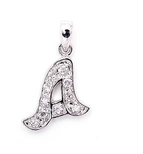 .925 Sterling Silver Cursive Pave Cz Initials A-l, Initial Letter B