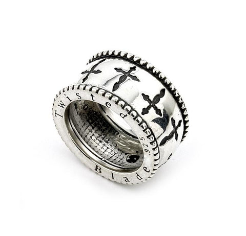 .925 Sterling Silver Twisted Blade Silver Dagger Band Ring, <b>size: 7</b>