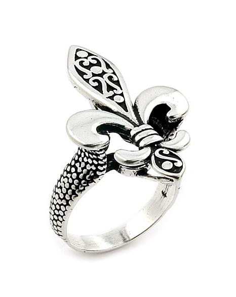 .925 Sterling Silver Twisted Blade Silver Fleur De Lis Ring, <b>size: 7</b>