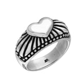 .925 Sterling Silver Twisted Blade Silver Radiant Heart Ring, <b>size: 7</b>