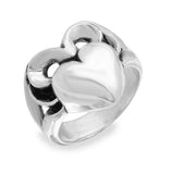 .925 Sterling Silver Twisted Blade Silver Ornate Heart Ring, <b>size: 9</b>