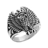 .925 Sterling Silver Twisted Blade Silver Crowned Eagle Ring, <b>size: 9</b>