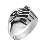 .925 Sterling Silver Twisted Blade Silver Eagle Head Ring, <b>size: 9</b>