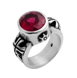 .925 Sterling Silver Twisted Blade Silver 12x14 Oval Red Cz Ring, <b>size: 9</b>