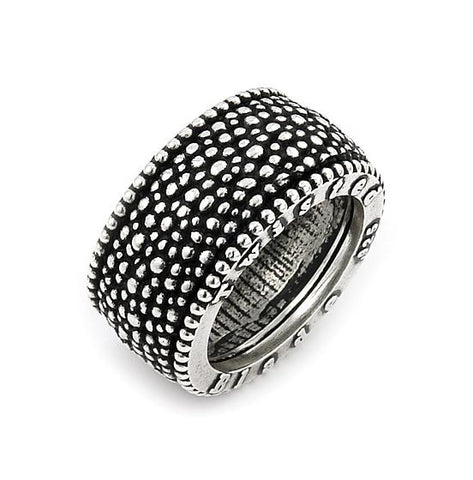 .925 Sterling Silver Twisted Blade Silver Studded Band Ring, <b>size: 7</b>