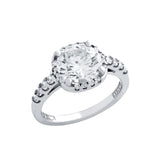 .925 Sterling Silver Rhodium Plated Square Cz Engagement Ring With 8 Czs On Band, <b>size: 5</b>