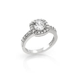 .925 Sterling Silver Rhodium Plated Square Style Round Cz Engagement Ring, <b>size: 5</b>