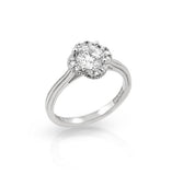 .925 Sterling Silver Rhodium Plated Clover Design Round Cz Engagement Ring, <b>size: 5</b>