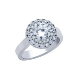 .925 Sterling Silver Rhodium Plated Circular Design Round Cz Engagement Ring, <b>size: 5</b>