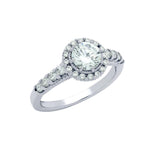 .925 Sterling Silver Rhodium Plated Round Cz Studded Dome Engagement Ring, <b>size: 5</b>