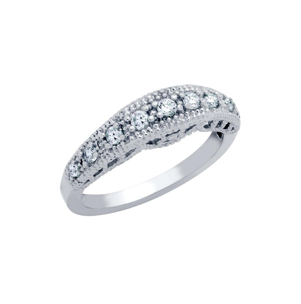 .925 Sterling Silver Rhodium Plated Branch Cz Design Wedding Band Ring, <b>size: 5</b>