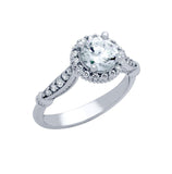 .925 Sterling Silver Rhodium Plated Round Cz High Setting Style Engagement Ring, <b>size: 5</b>