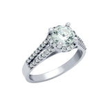 .925 Sterling Silver Rhodium Plated Round Cz High Setting Style Engagement Ring, <b>size: 5</b>