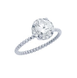 .925 Sterling Silver Rhodium Plated Beaded Design Stackable Engagement Ring, <b>size: 5</b>