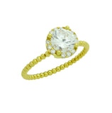 .925 Sterling Silver Gold Plated Beaded Design Stackable Engagement Ring, <b>size: 4</b>