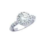 .925 Sterling Silver Rhodium Plated Round Cz Beaded Arch Style Engagement Ring, <b>size: 5</b>