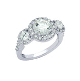 .925 Sterling Silver Rhodium Plated 3 Cz Engagement Ring With Surrounding Czs, <b>size: 5</b>