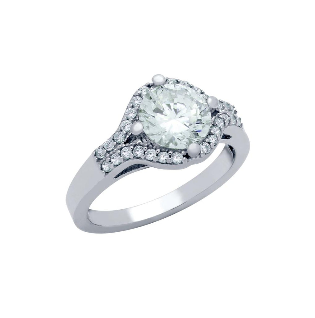 .925 Sterling Silver Rhodium Plated Round Cz Oval Shape Engagement Ring, <b>size: 5</b>