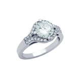 .925 Sterling Silver Rhodium Plated Round Cz Oval Shape Engagement Ring, <b>size: 5</b>