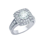 .925 Sterling Silver Rhodium Plated Round Cz Square Shape Engagement Ring, <b>size: 5</b>