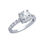 .925 Sterling Silver Rhodium Plated Round Cz Engagement Ring, <b>size: 5</b>