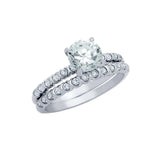 .925 Sterling Silver Rhodium Plated Round Cz Circular Design Engagement Ring Set, <b>size: 5</b>