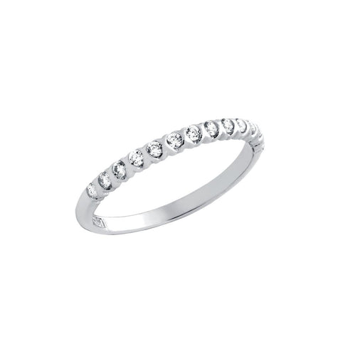 .925 Sterling Silver Rhodium Plated Xo Half Circular Design Cz Wedding Band Ring, <b>size: 5</b>