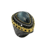 .925 Sterling Silver Signature Authentico Collection Hematite Ring With Copper And Cz Accents, <b>size: 6</b>