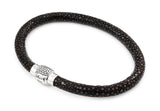 .925 Sterling Silver Brown Stingray Leather Bracelet With Magnetic Lock, <b>size: Brn</b>