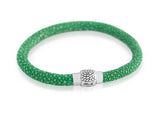 .925 Sterling Silver Green Stingray Leather Bracelet With Magnetic Lock, <b>size: Grn</b>