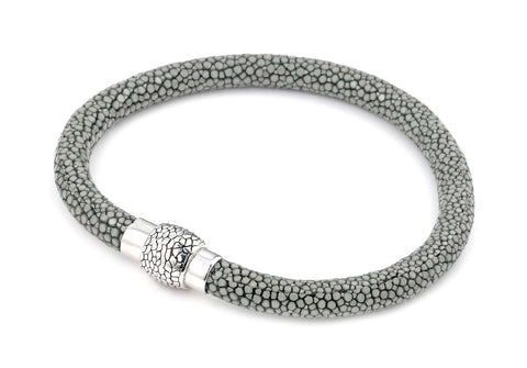 .925 Sterling Silver Gray Stingray Leather Bracelet With Magnetic Lock, <b>size: Gry</b>