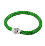 .925 Sterling Silver Light Green Stingray Leather Bracelet With Magnetic Lock, <b>size: Ltg</b>